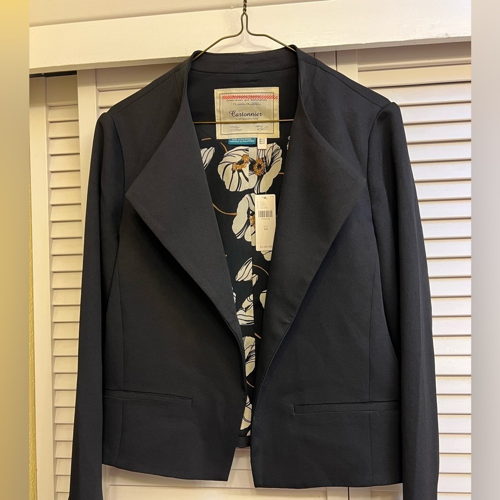 Anthropology Black Sz M NEW Suit Jacket